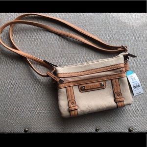 LT brown and tan cross body purse